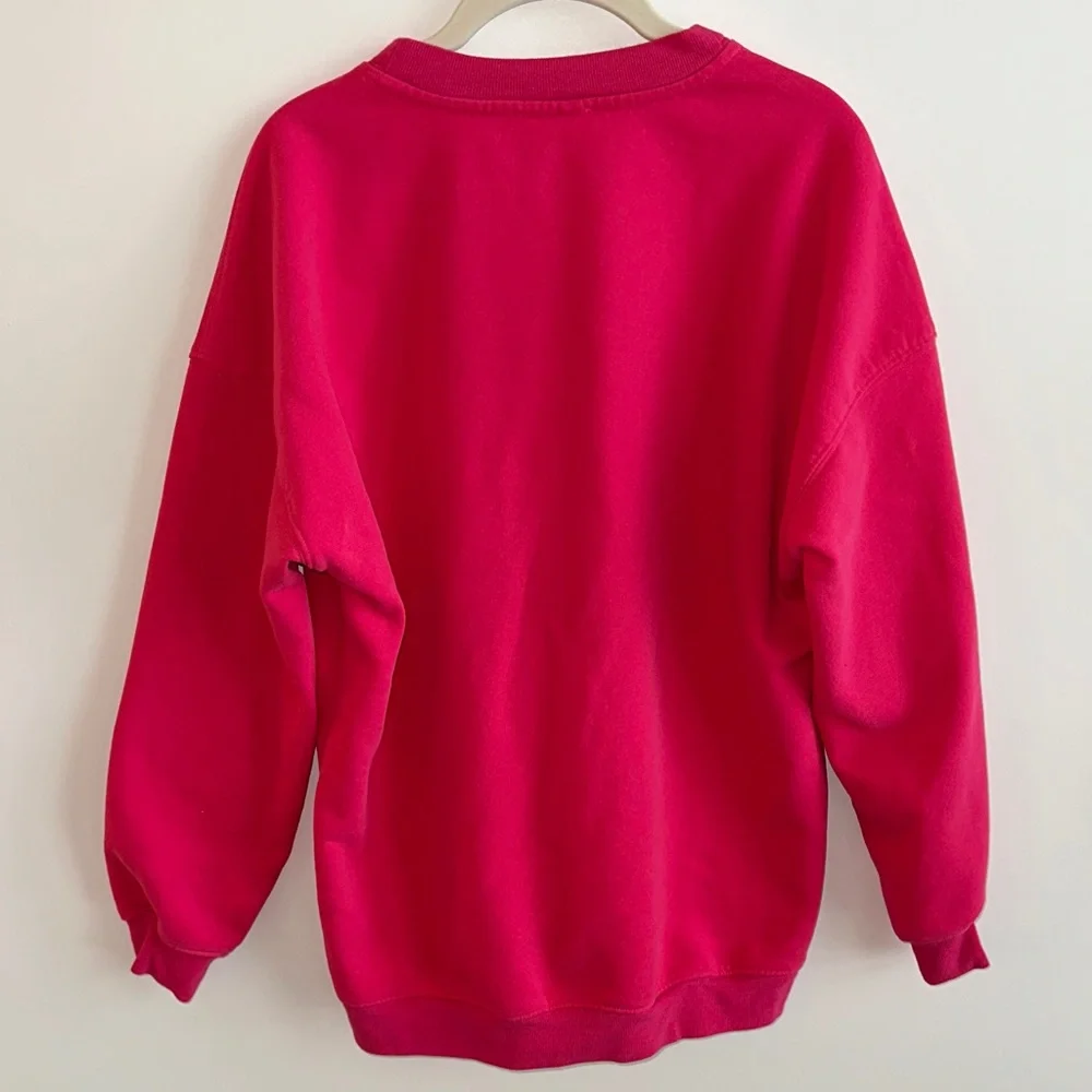 Pink Lily Heart Outline Hot Pink Oversized Sweatshirt